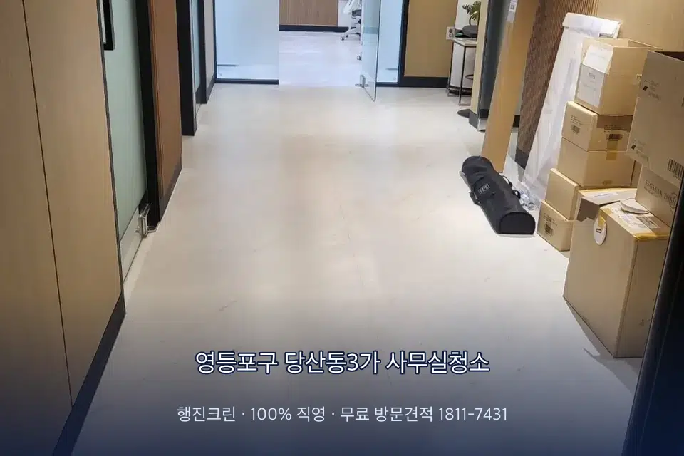영등포구 당산동3가 사무실청소 로비 유리문을 닦는 작업자